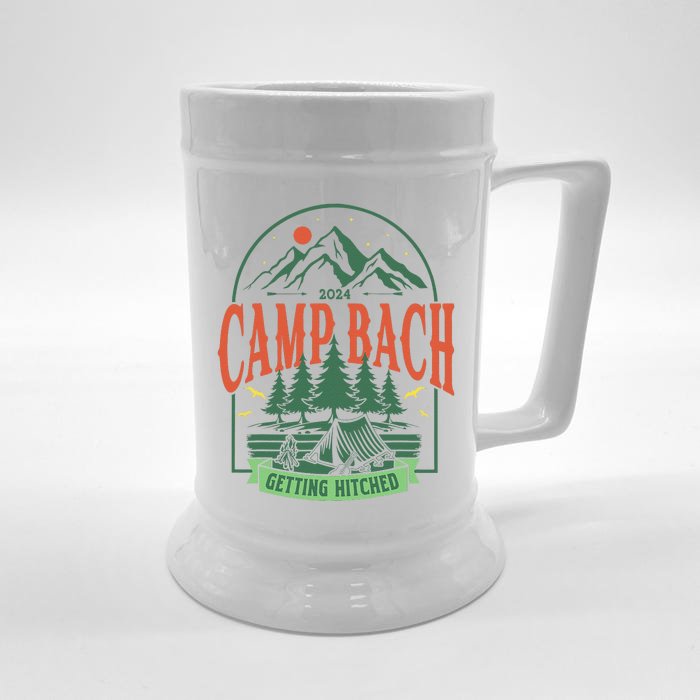 Camp Bach 2024 Getting Hitched Camping Bachelorette Party Front & Back Beer Stein