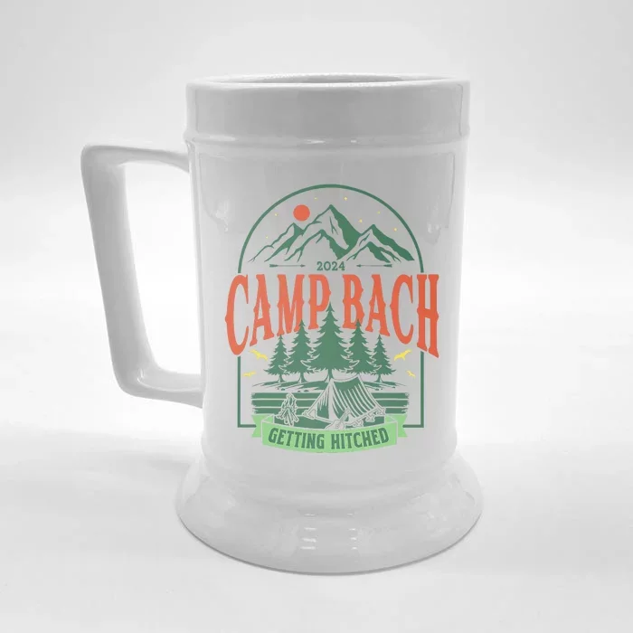 Camp Bach 2024 Getting Hitched Camping Bachelorette Party Front & Back Beer Stein