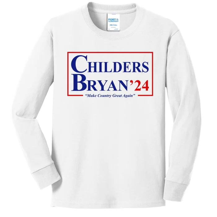 Childers Bryan 2024 Make Country Great Again Kids Long Sleeve Shirt