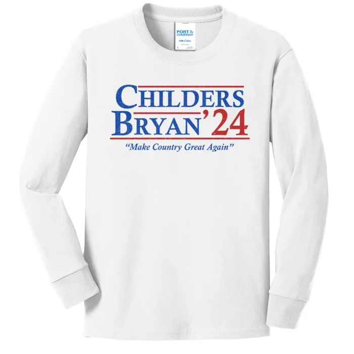 Childers Bryan 2024 Make Country Great Again Kids Long Sleeve Shirt