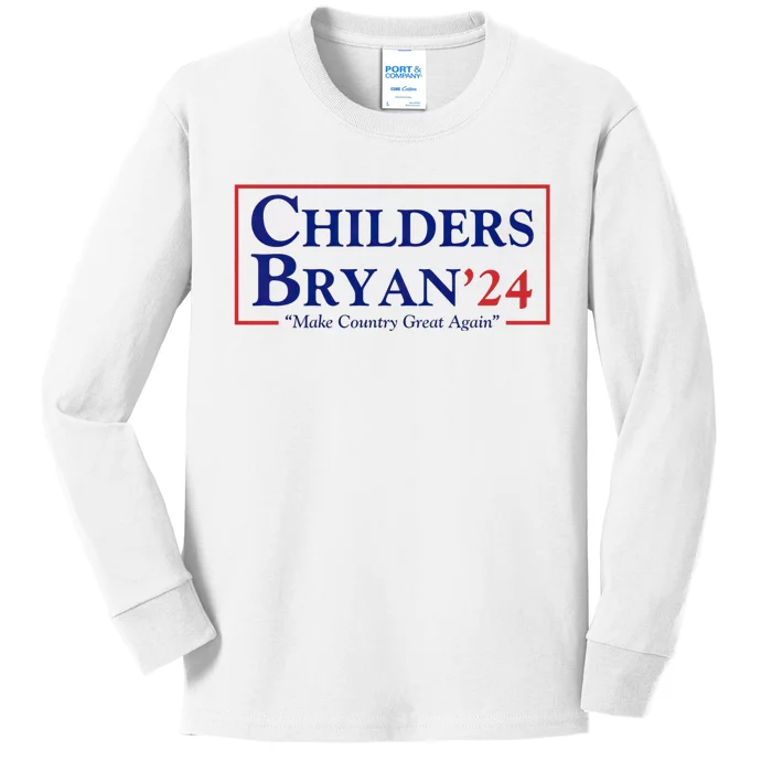 Childers Bryan 2024 Make Country Great Again Kids Long Sleeve Shirt