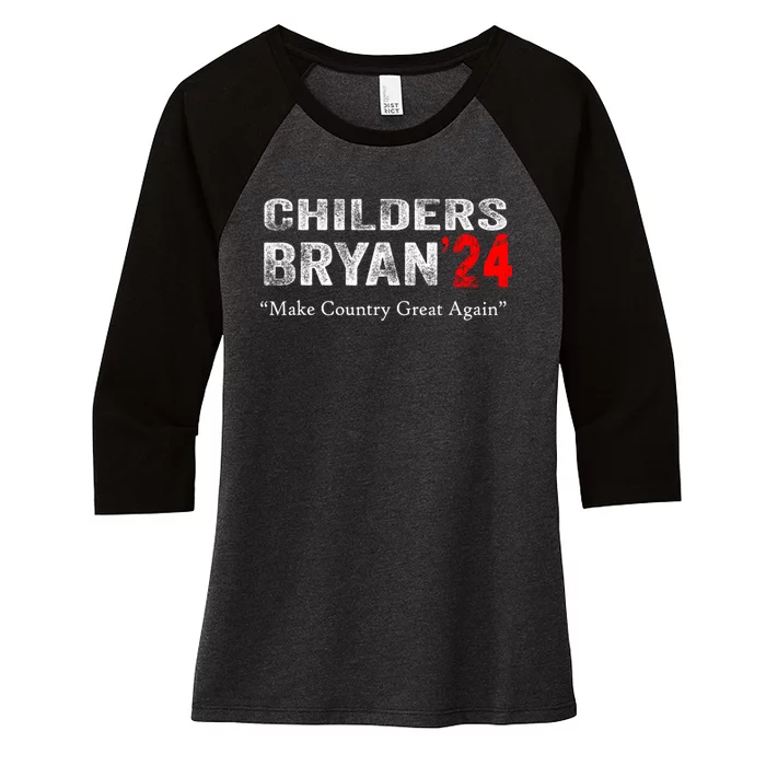 Childers Bryan 2024 Make Country Great Again Women's Tri-Blend 3/4-Sleeve Raglan Shirt