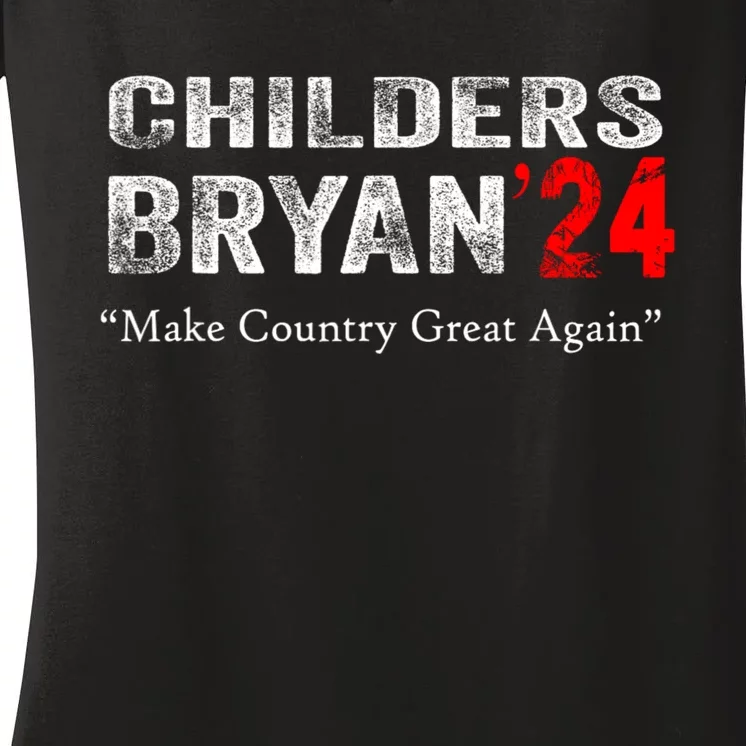 Childers Bryan 2024 Make Country Great Again Women's V-Neck T-Shirt