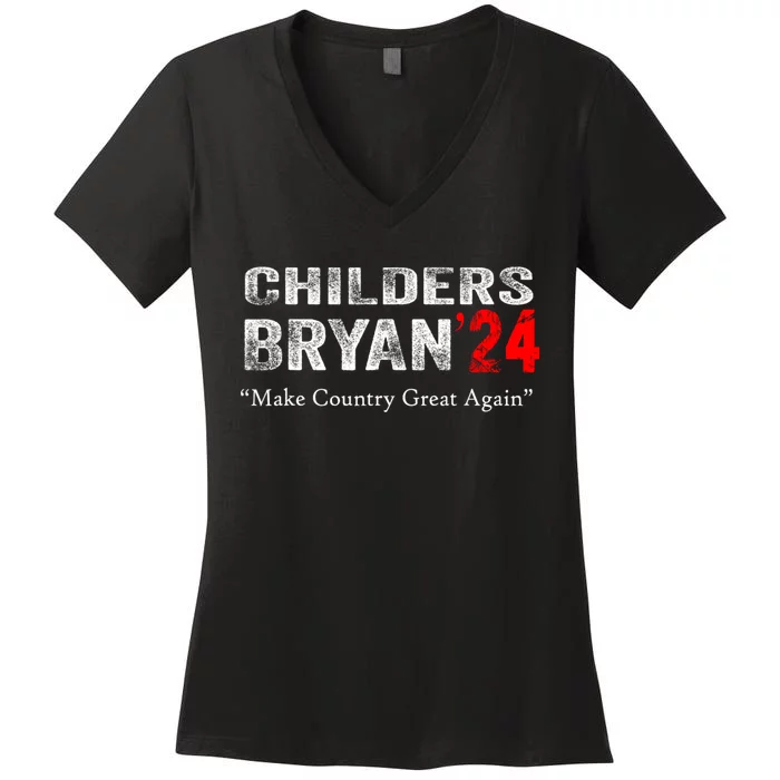 Childers Bryan 2024 Make Country Great Again Women's V-Neck T-Shirt