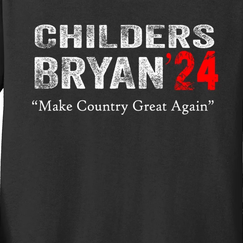 Childers Bryan 2024 Make Country Great Again Kids Long Sleeve Shirt