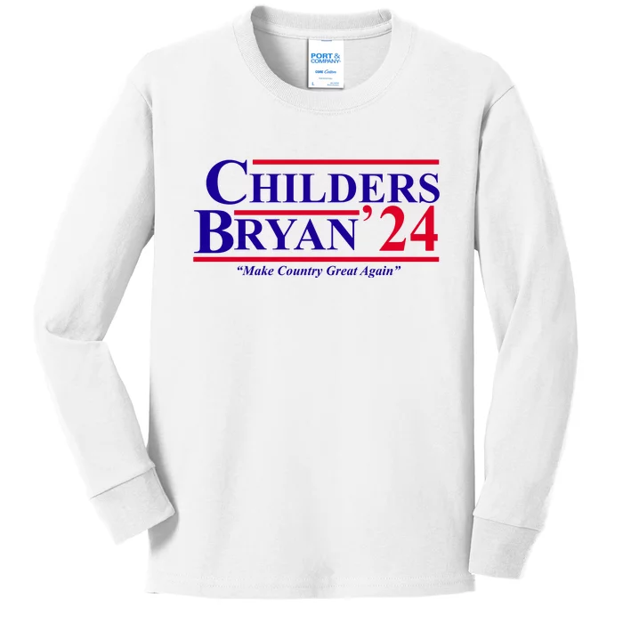 Childers Bryan 2024 Make Country Great Again Kids Long Sleeve Shirt