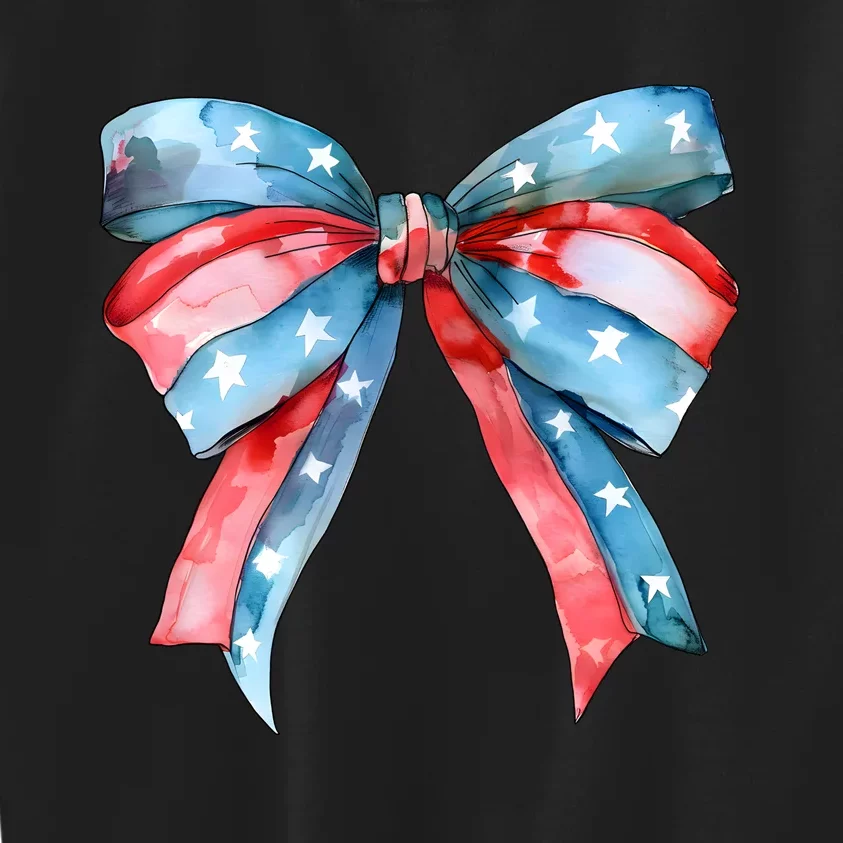 Coquette Bow 4th Of July Independence Day Kids Sweatshirt