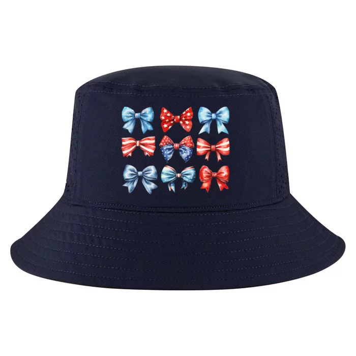 Coquette Bows 4th Of July Patriotic Bows Women Cool Comfort Performance Bucket Hat