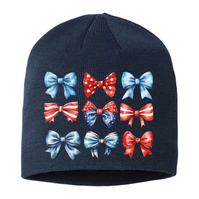 Coquette Bows 4th Of July Patriotic Bows Women 8 1/2in Sustainable Knit Beanie