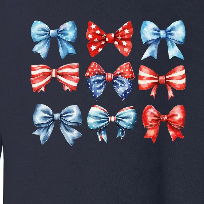 Coquette Bows 4th Of July Patriotic Bows Women Toddler Sweatshirt