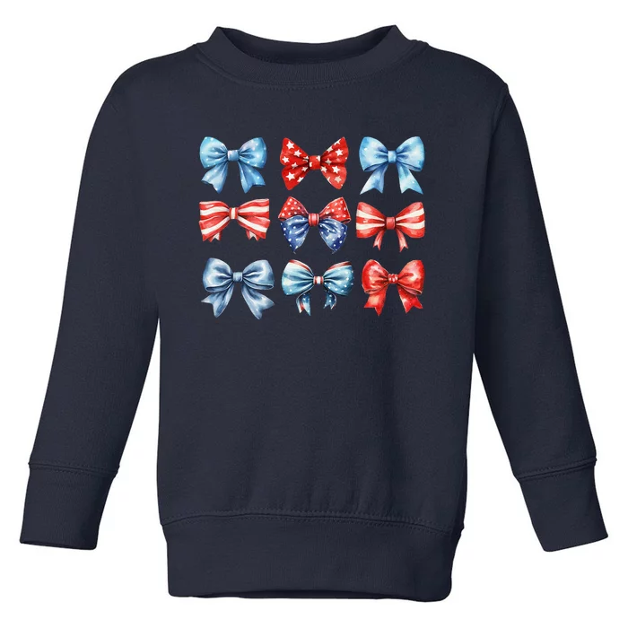 Coquette Bows 4th Of July Patriotic Bows Women Toddler Sweatshirt