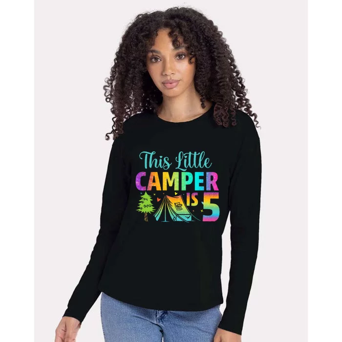 Camper Birthday 5 Years Old Camping 5th Bday Funny Womens Cotton Relaxed Long Sleeve T-Shirt