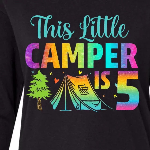 Camper Birthday 5 Years Old Camping 5th Bday Funny Womens Cotton Relaxed Long Sleeve T-Shirt