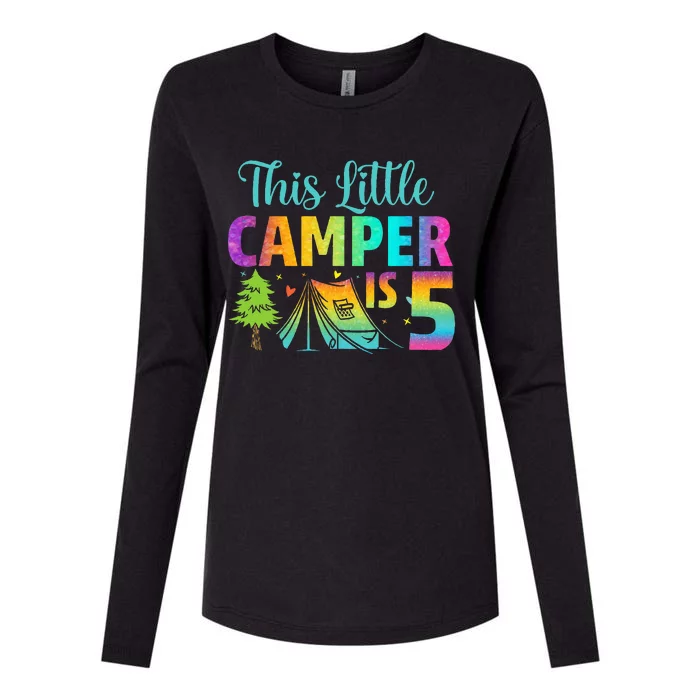 Camper Birthday 5 Years Old Camping 5th Bday Funny Womens Cotton Relaxed Long Sleeve T-Shirt