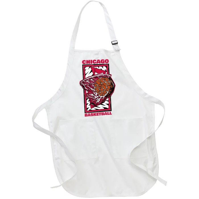 Chicago Basketball 90's Style Full-Length Apron With Pocket