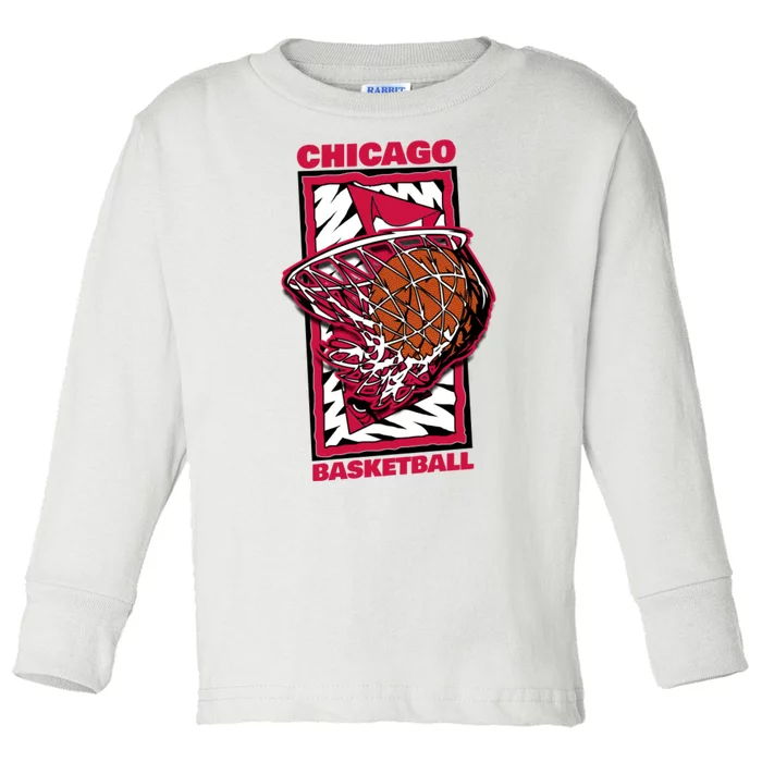 Chicago Basketball 90's Style Toddler Long Sleeve Shirt