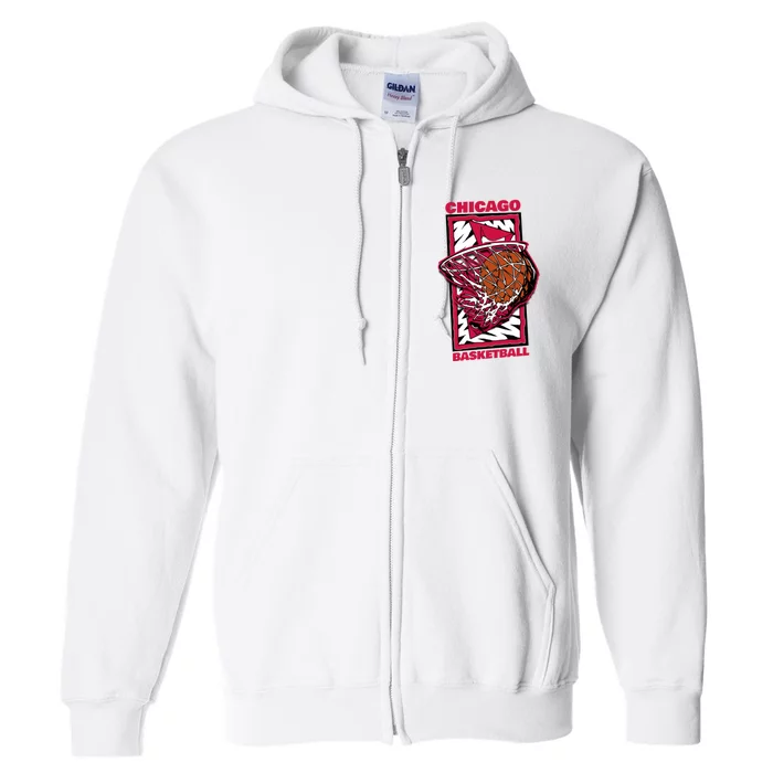 Chicago Basketball 90's Style Full Zip Hoodie