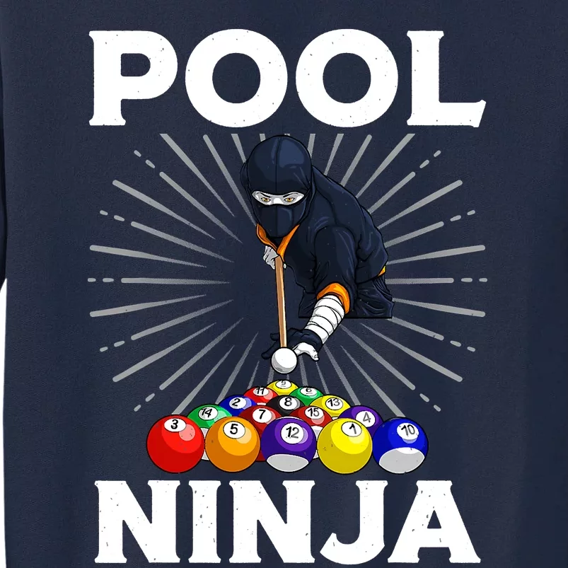 Cool Billiards Art For Pool Player Ninja Billiard Tall Sweatshirt