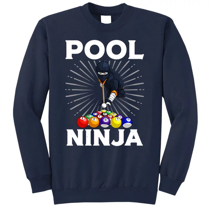 Cool Billiards Art For Pool Player Ninja Billiard Tall Sweatshirt