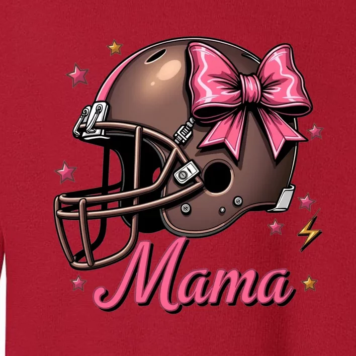 Coquette Bow American Football Mama Thanksgiving Autumn Fall Toddler Sweatshirt