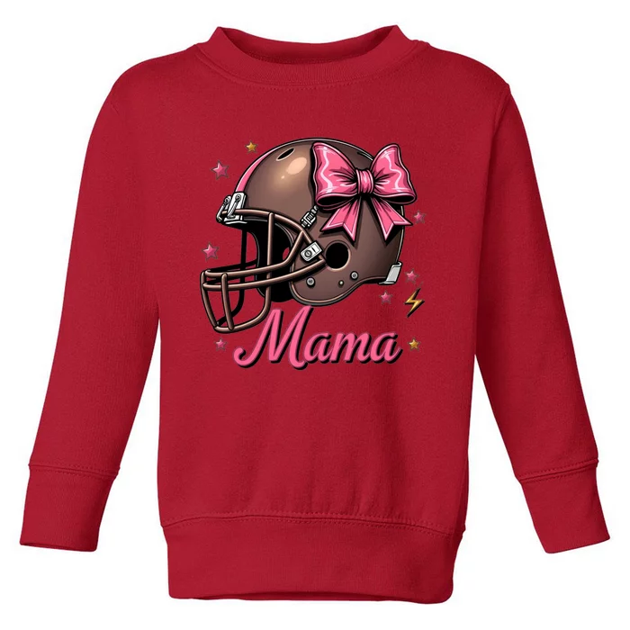 Coquette Bow American Football Mama Thanksgiving Autumn Fall Toddler Sweatshirt