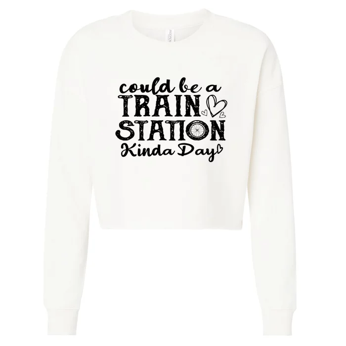 Could Be A Train Station Kinda Day Cropped Pullover Crew