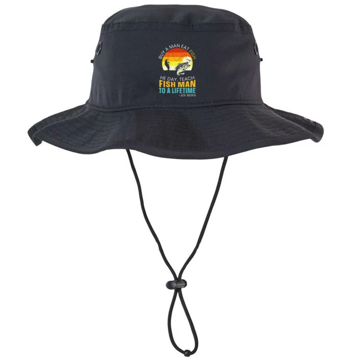 Cute Buy A Man Eat Fish He Day Teach Fish Man To A Lifetime Legacy Cool Fit Booney Bucket Hat