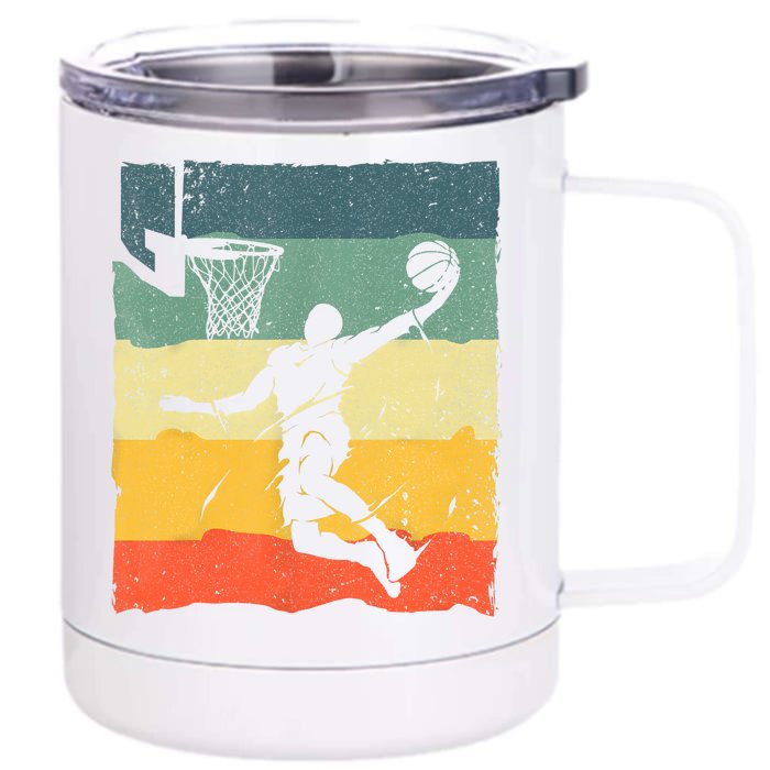 Cool Basketball Art For Men Women Vintage Basketball Player Front & Back 12oz Stainless Steel Tumbler Cup