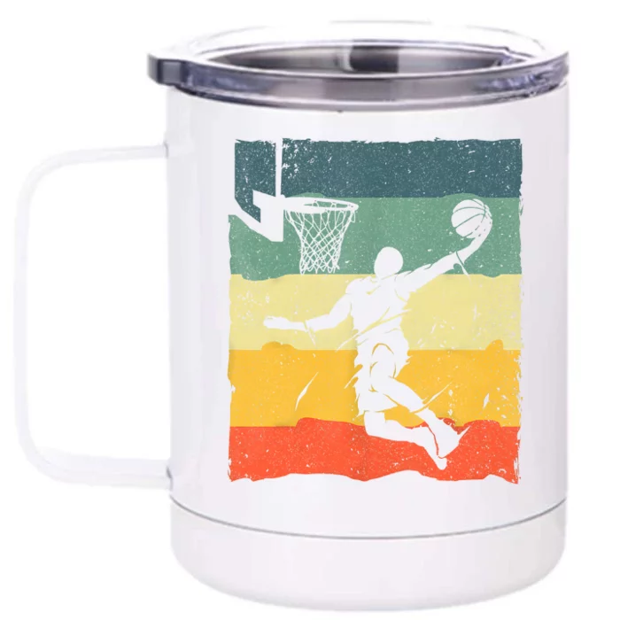 Cool Basketball Art For Men Women Vintage Basketball Player Front & Back 12oz Stainless Steel Tumbler Cup