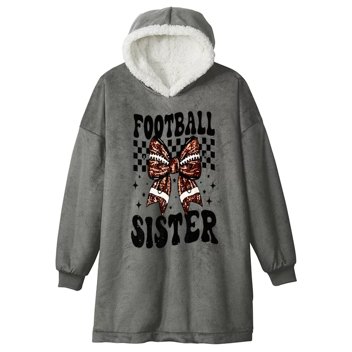 Coquette Bow American Football Sister Game Day Thanksgiving Hooded Wearable Blanket