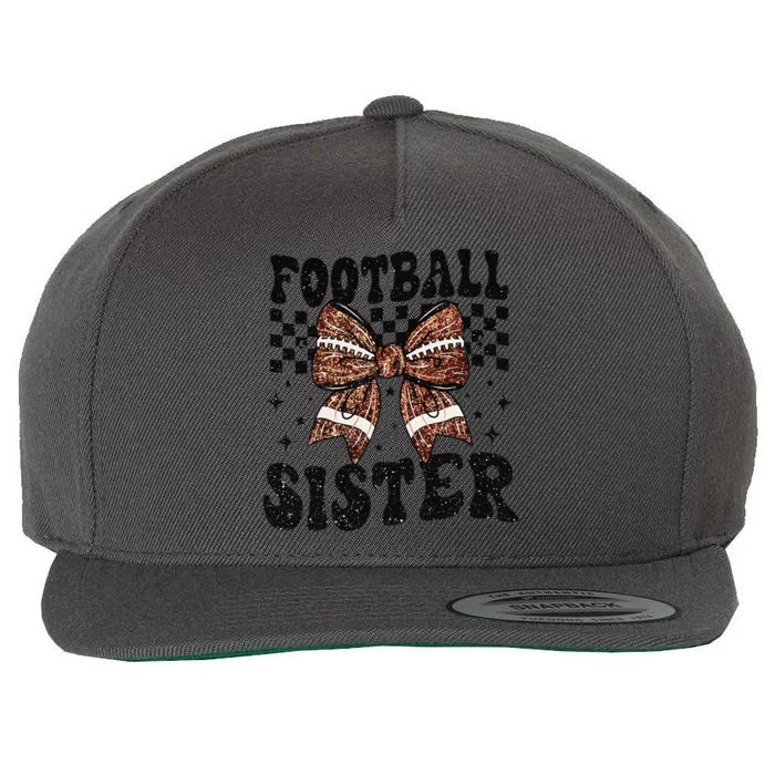 Coquette Bow American Football Sister Game Day Thanksgiving Gift Wool Snapback Cap