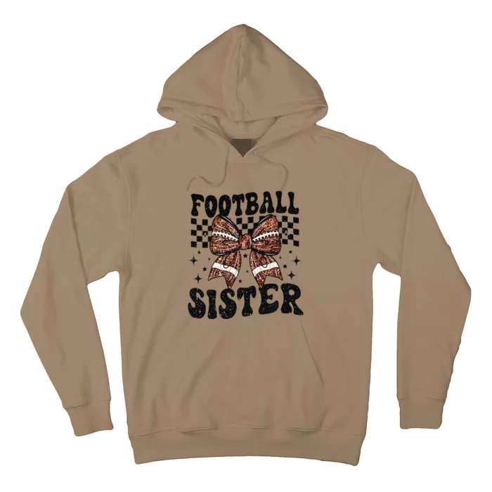 Coquette Bow American Football Sister Game Day Thanksgiving Gift Hoodie