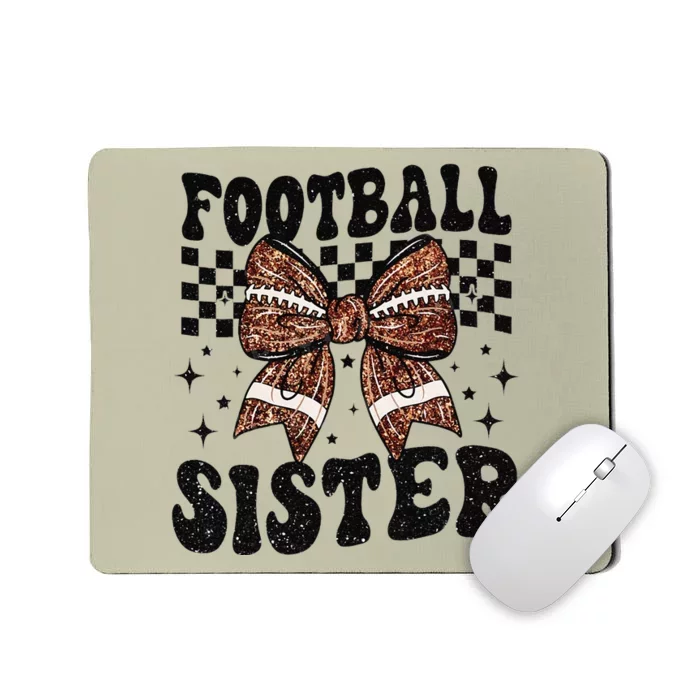 Coquette Bow American Football Sister Game Day Thanksgiving Gift Mousepad