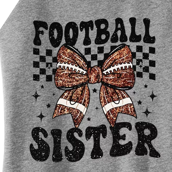 Coquette Bow American Football Sister Game Day Thanksgiving Gift Women’s Perfect Tri Rocker Tank