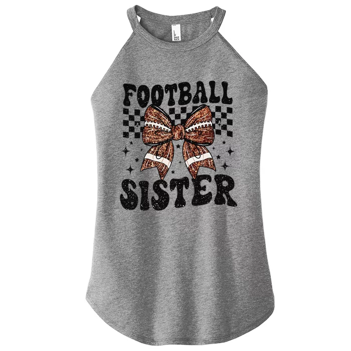 Coquette Bow American Football Sister Game Day Thanksgiving Gift Women’s Perfect Tri Rocker Tank