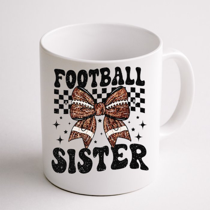 Coquette Bow American Football Sister Game Day Thanksgiving Gift Front & Back Coffee Mug