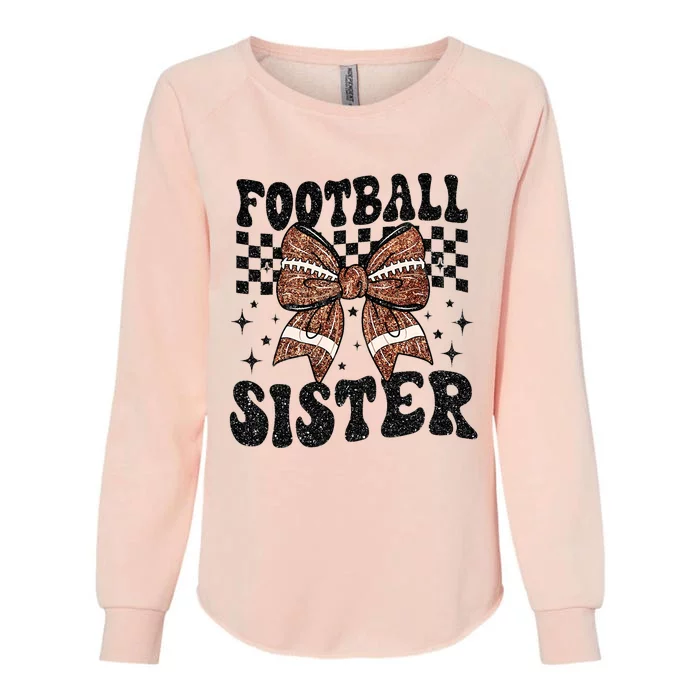 Coquette Bow American Football Sister Game Day Thanksgiving Womens California Wash Sweatshirt