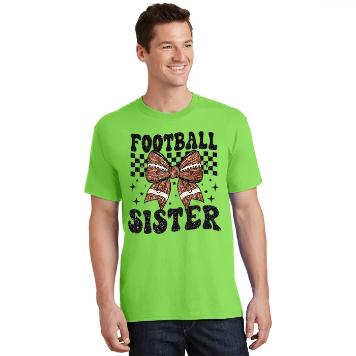 Coquette Bow American Football Sister Game Day Thanksgiving T-Shirt