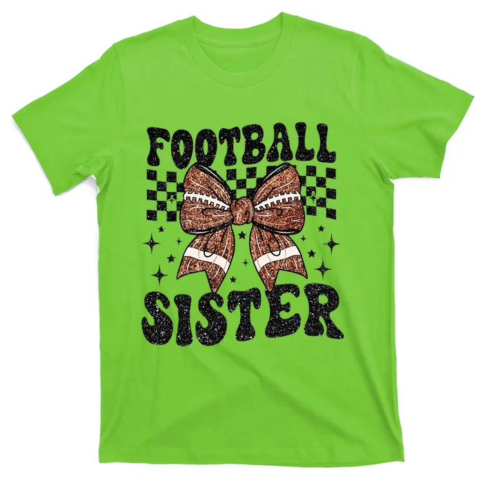 Coquette Bow American Football Sister Game Day Thanksgiving T-Shirt