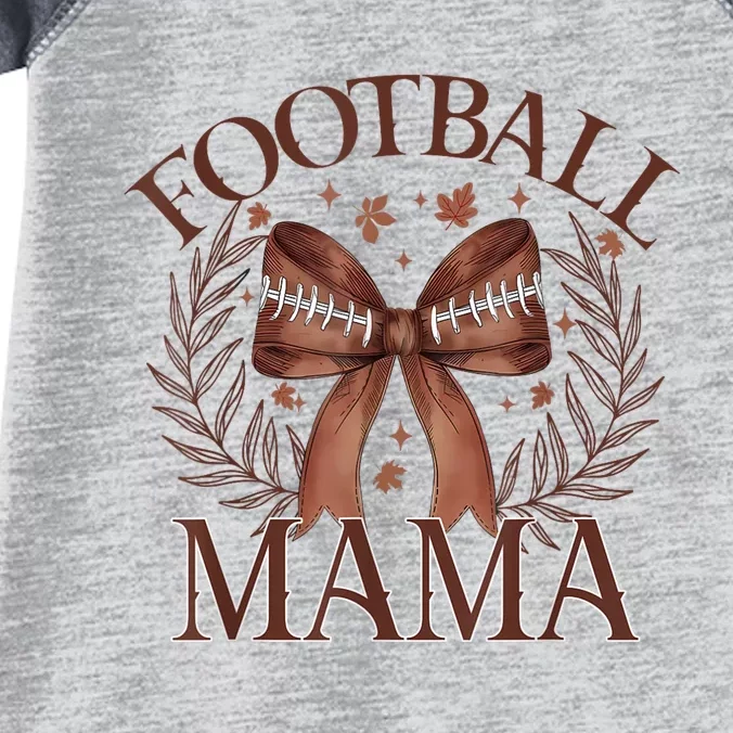 Coquette Bow American Football Mama Thanksgiving Autumn Fall Infant Baby Jersey Bodysuit