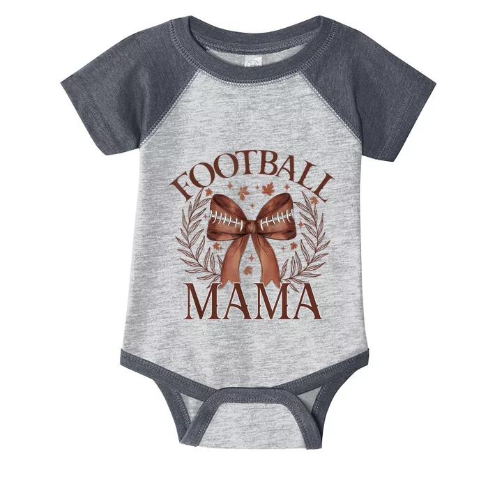 Coquette Bow American Football Mama Thanksgiving Autumn Fall Infant Baby Jersey Bodysuit