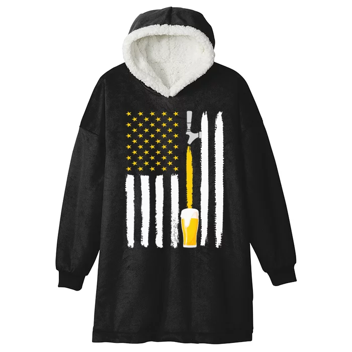 Craft Beer American Flag USA 4th July Brewery Hooded Wearable Blanket