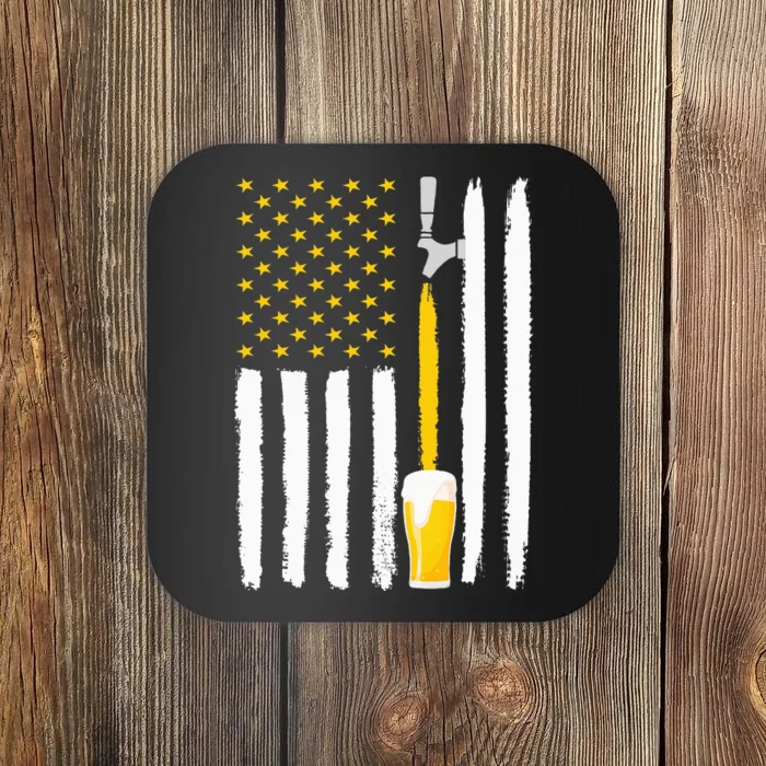 Craft Beer American Flag USA 4th July Brewery Coaster