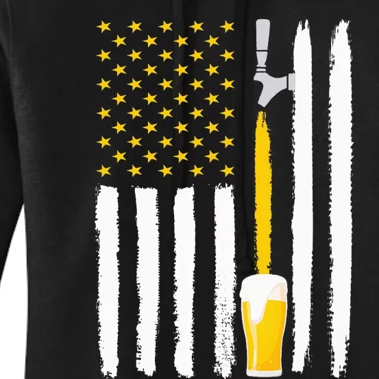 Craft Beer American Flag USA 4th July Brewery Women's Pullover Hoodie