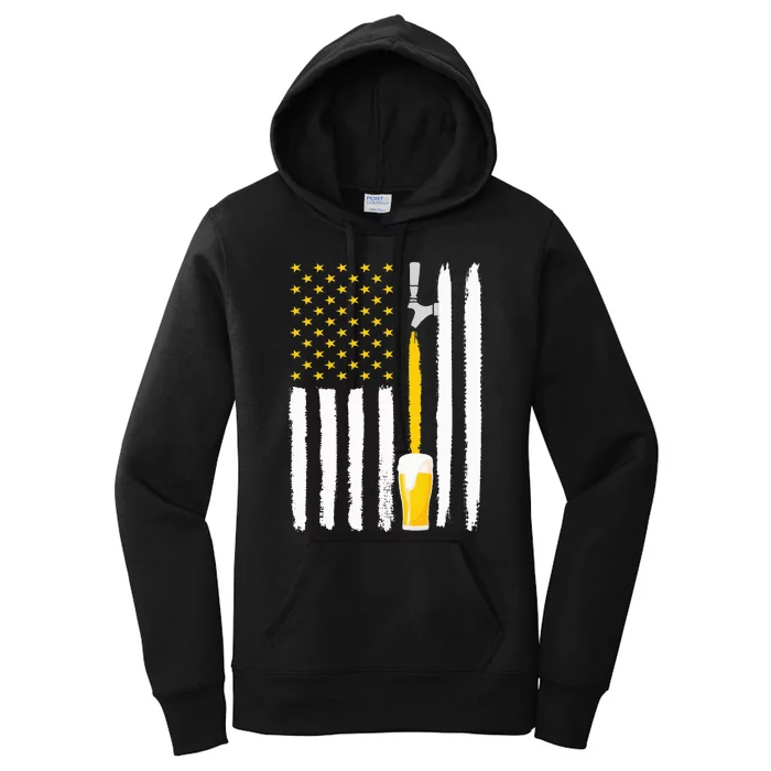 Craft Beer American Flag USA 4th July Brewery Women's Pullover Hoodie