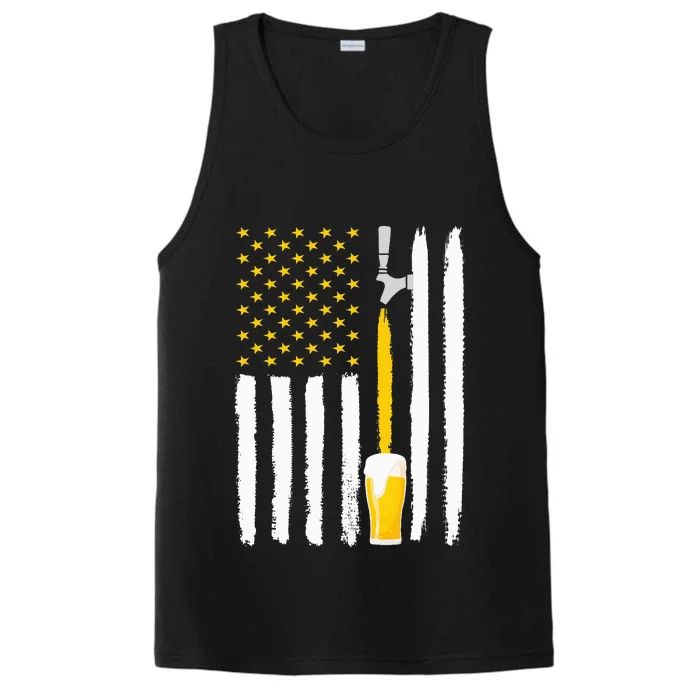 Craft Beer American Flag USA 4th July Brewery Performance Tank