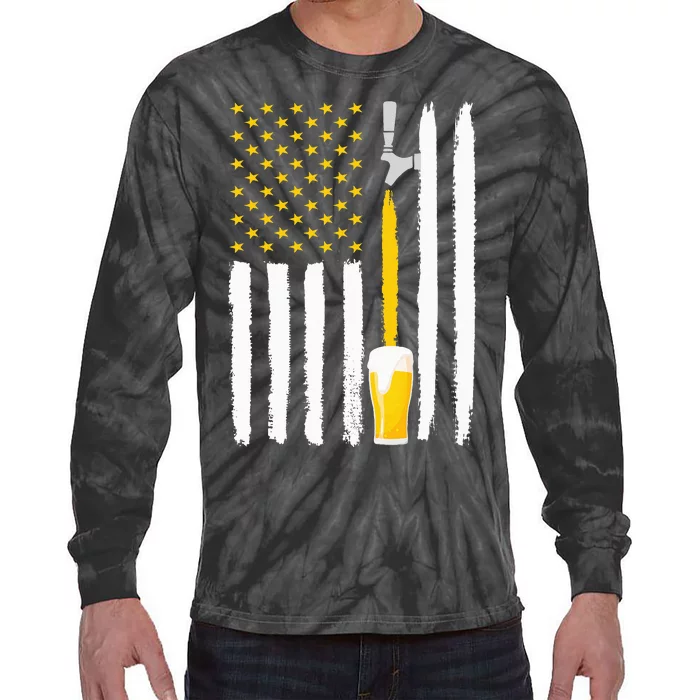 Craft Beer American Flag USA 4th July Brewery Tie-Dye Long Sleeve Shirt