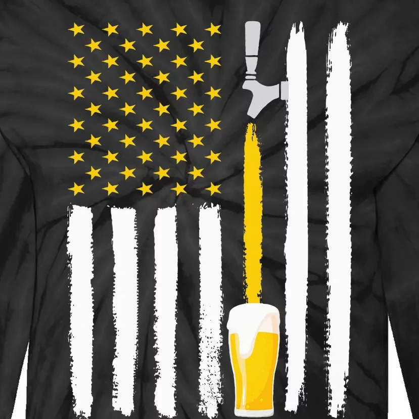 Craft Beer American Flag USA 4th July Brewery Tie-Dye Long Sleeve Shirt