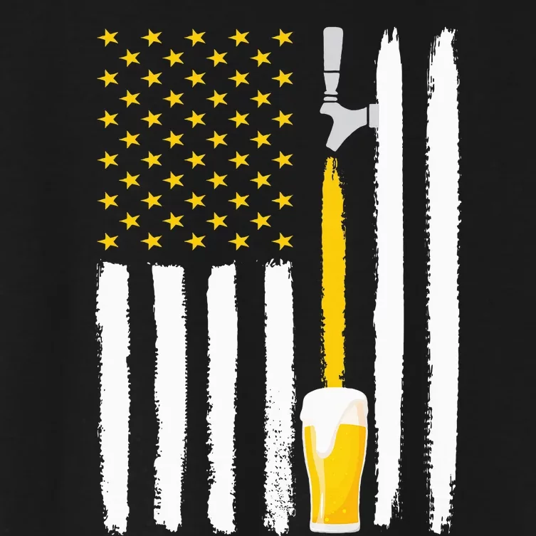 Craft Beer American Flag USA 4th July Brewery Women's Crop Top Tee