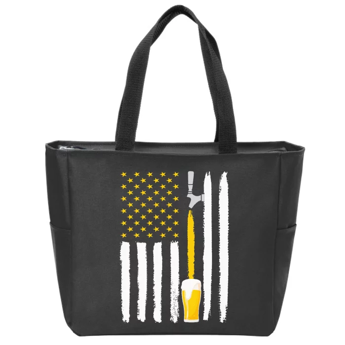 Craft Beer American Flag USA 4th July Brewery Zip Tote Bag